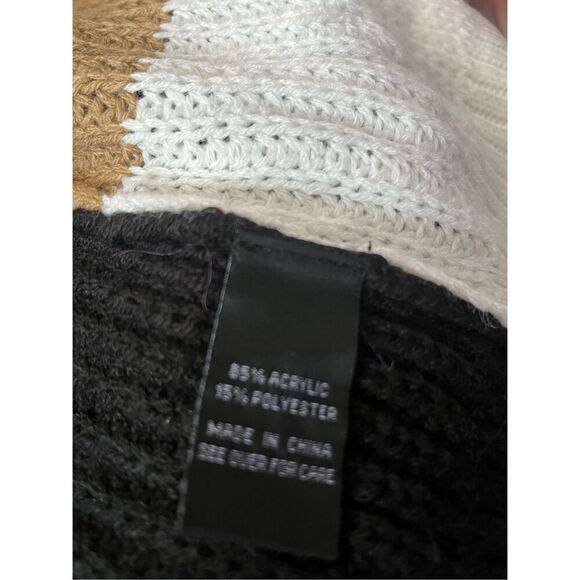 Fortune + Ivy Women's Large Black Brown Colorblocked Cardigan Sweater Open Front - Picture 6 of 7